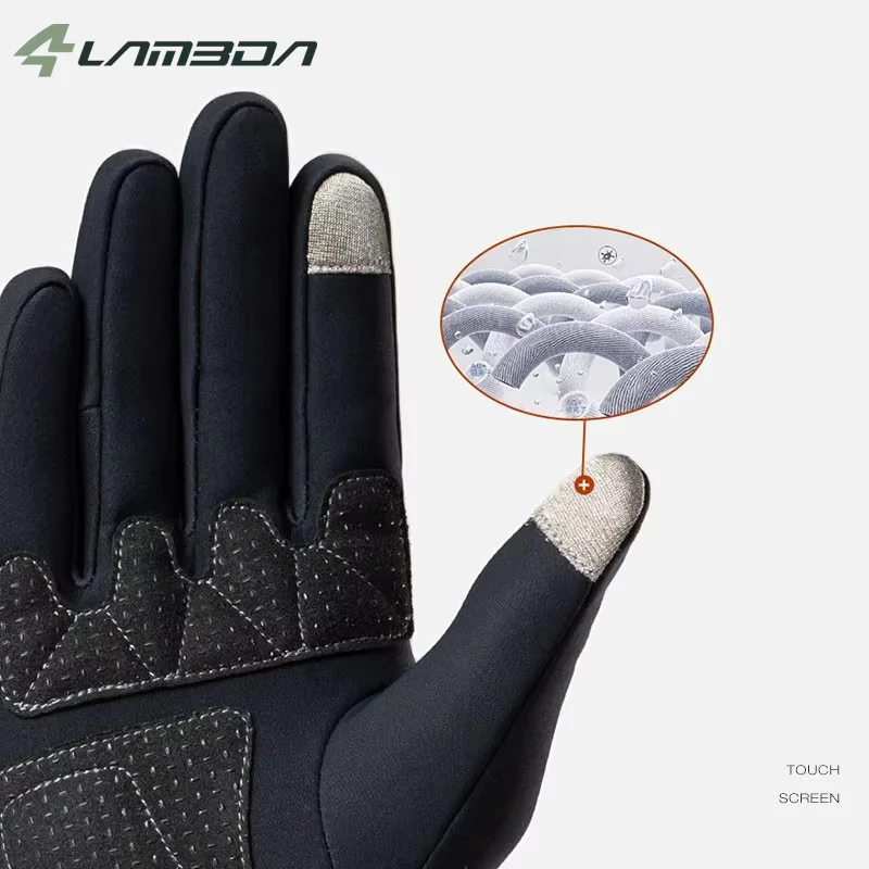 LAMEDA Winter Cycling Gloves Windproof Warm Men's Touch Screen Cycling Gloves Full Finger Mountain Road Bike Cycling Equipment 5