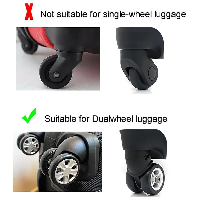 Luggage Wheel Cover 8pcs Luggage Roller Rubber Cover Silent Trolley Wheel Accessory Protective Cover Dualwheel Luggage