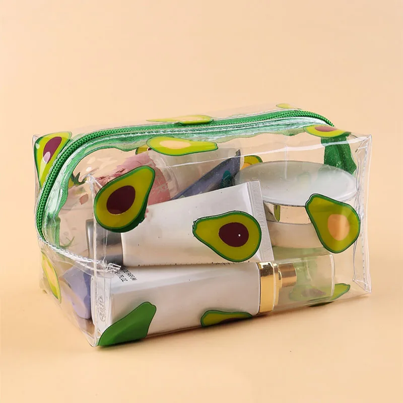 Butterfly Avocado Cosmetic Bag PVC Women Zipper Clear Makeup Bags Case Travel Make Up Organizer Storage Bath Toiletry Wash Bag 2