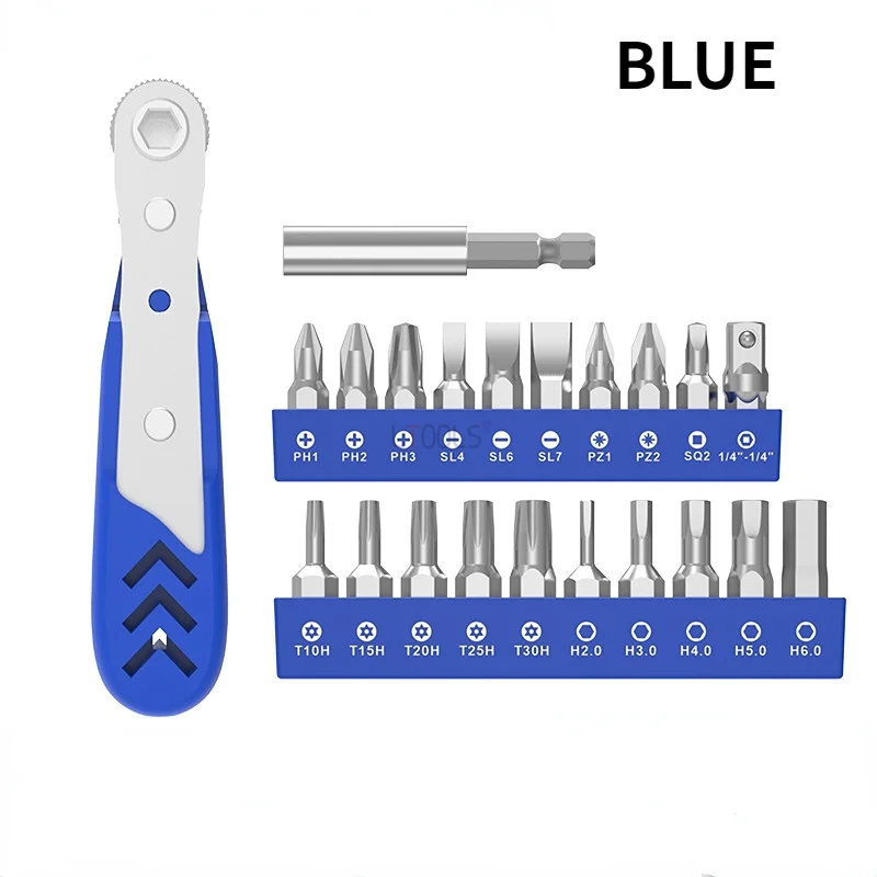 22 In 1 Positive Negative Dual-purpose Ratchet Wrench Phillips Slotted Hexagon Driver Batch Multifunctional Repair Manual Tool