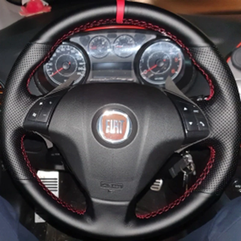 BraidCarSteeringWheelCoverAntiSlipArtificialLeatherForFiatPuntoBravoLineaQubo