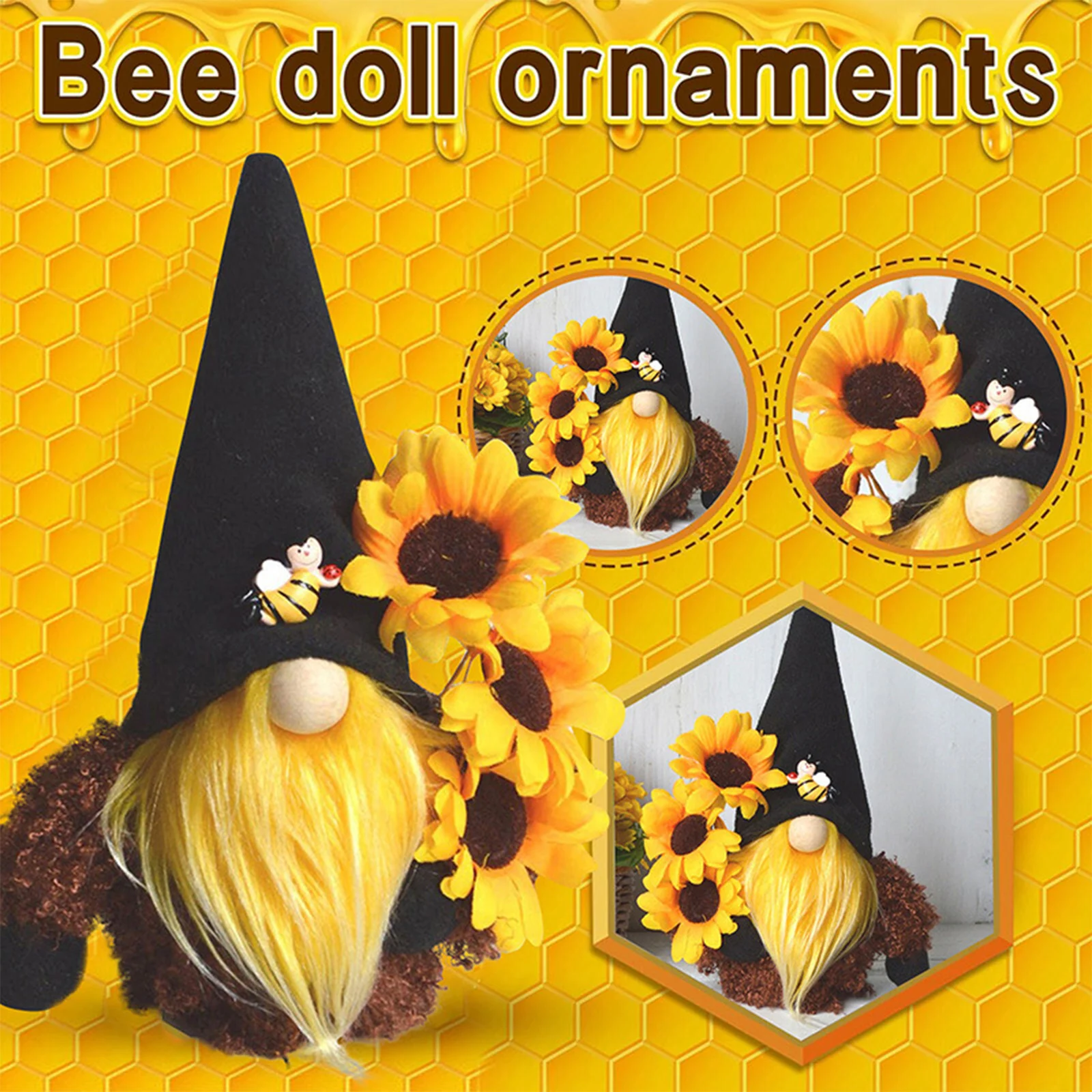 Sunflower Bee Festival Faceless Gnome Faceless Nisse Elf Dwarf Tomte Ornaments Swedish Honey Bee Elfs Home Gifts