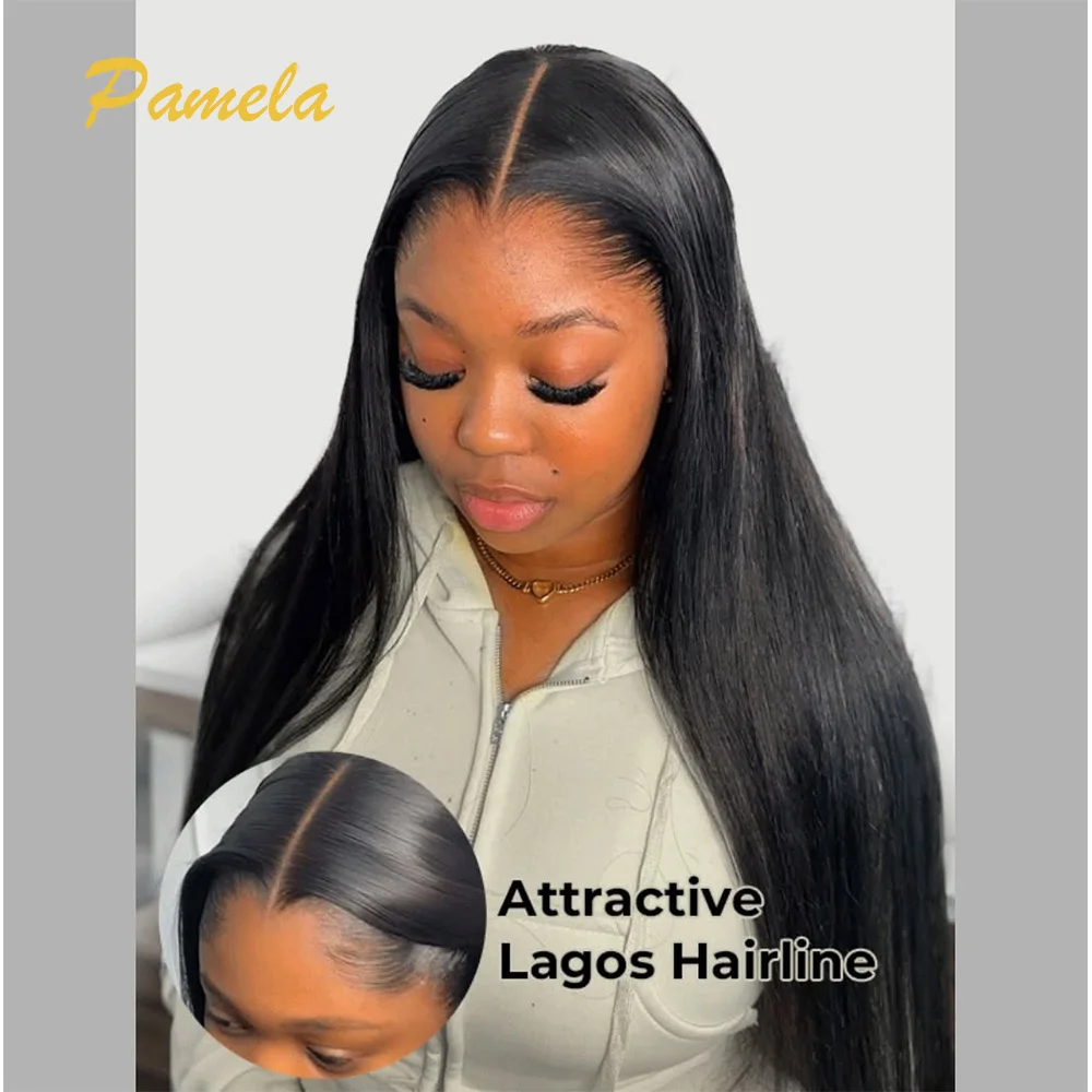 Lagos Hairline 13x4 Invisible Lace Frontal Wigs 250 Density Loose Deep Wave Human Hair Glueless Wigs Preplucked Ready To Wear