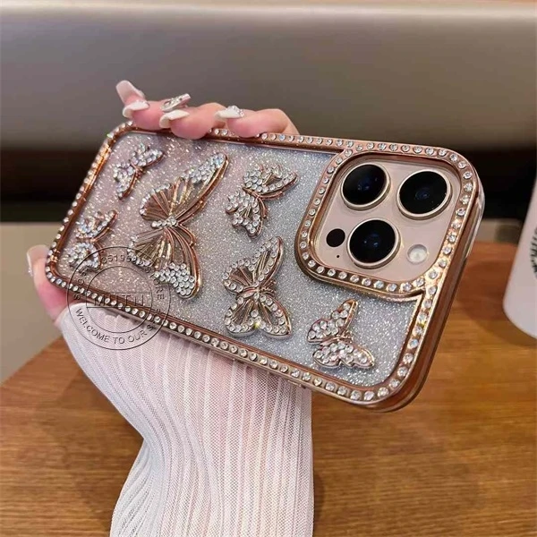 Sparkling 3D Butterfly Shiny Bling Rhinestone Case