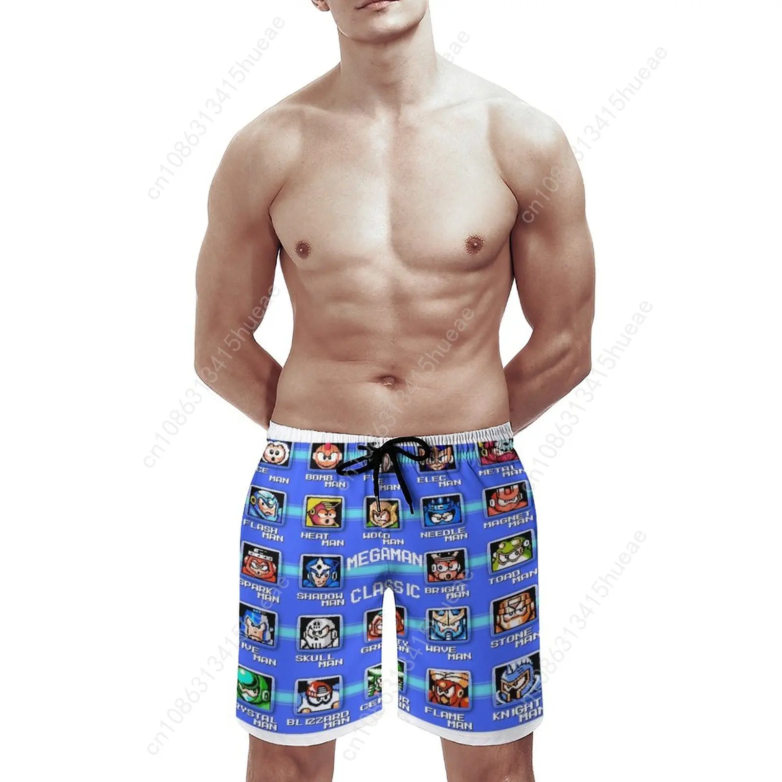 Classic Megaman Bosses Men'S Beach Shorts Quick Dry Travel Swimsuit Trunks Surf Pants Sports Pants Megaman Robot Masters Nes