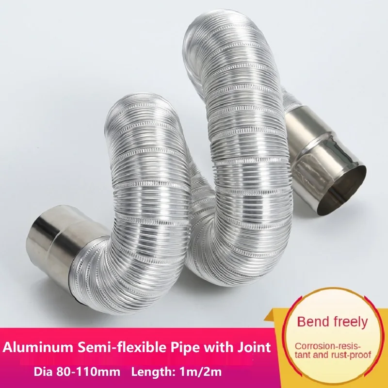 Tubo Semi Flexível de Alumínio com Conector ss Resistente de Alta Temperatura Tubo de Escape de Fumaça Aquecedor de Água Banheiro Cozinha