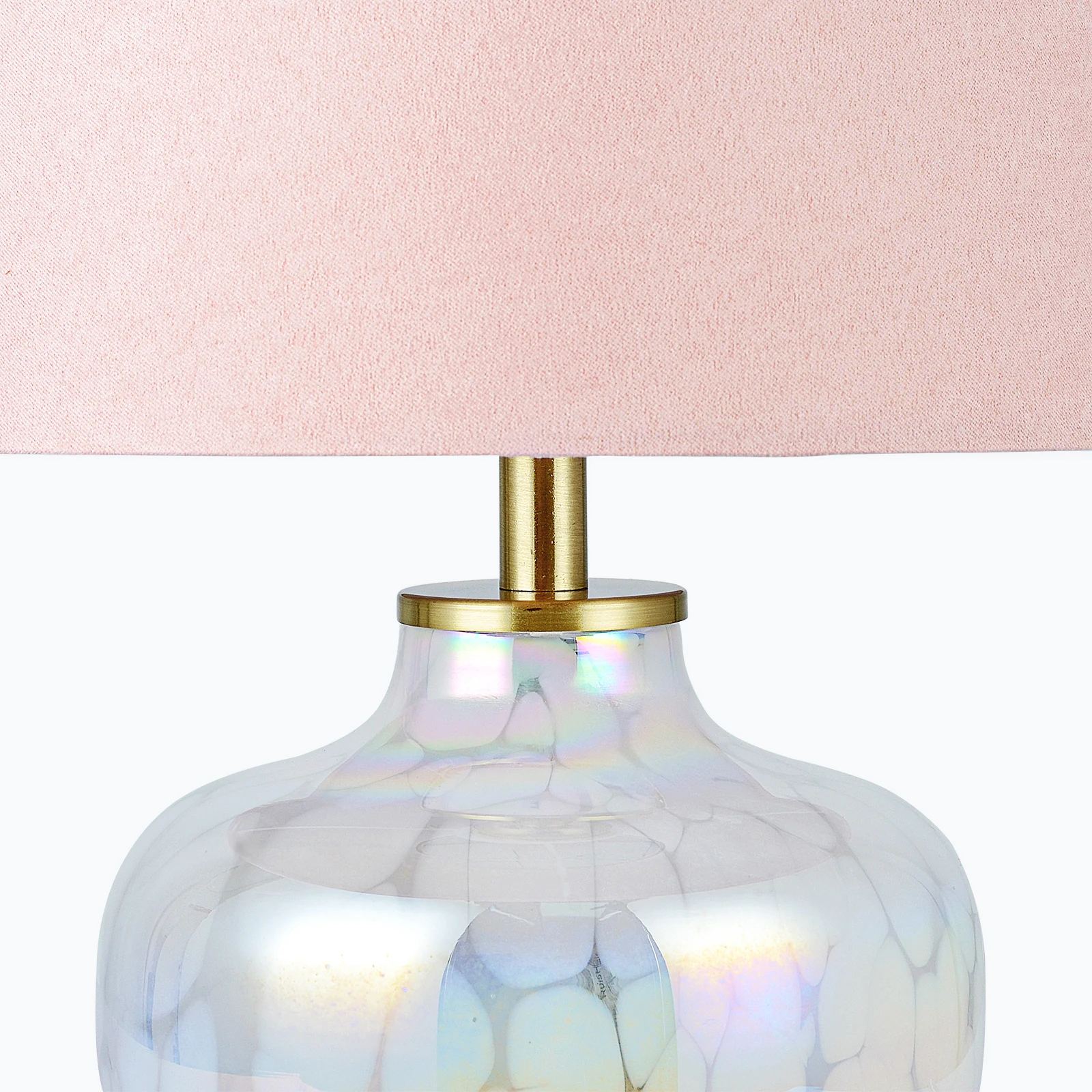 15" Blush Pink Hand-Blown Glass Table Lamp with Velvet Shade, Small Accent Lamp For Girls Bedroom Nightstand, Kitchen Counter 3