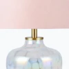 15" Blush Pink Hand-Blown Glass Table Lamp with Velvet Shade, Small Accent Lamp For Girls Bedroom Nightstand, Kitchen Counter 3