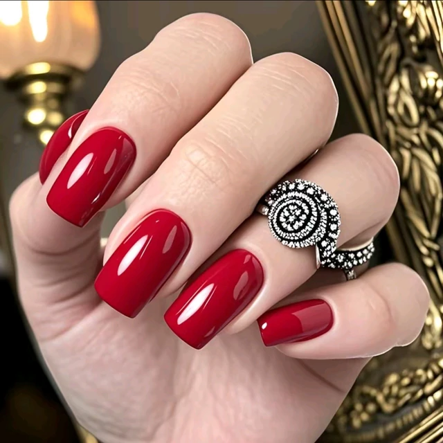 24Pcs Wine Red Long Square Fake Nails For Design Shiny Artificial Press On False Nails DIY Full Cover Tips Manicure Tool 1