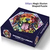57*57cm Paper 500pcs Irregular Shaped Jigsaw Puzzles Rainbow Dog Animals Paintings Stress Reducing Toys Christmas Gifts 1