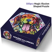 57*57cm Paper 500pcs Irregular Shaped Jigsaw Puzzles Rainbow Dog Animals Paintings Stress Reducing Toys Christmas Gifts 1
