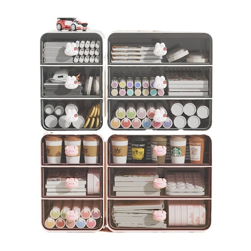 3 Tiers Makeup Organizer Holder Cosmetic Storage Box Bathroom Countertop Organizer White-B 2