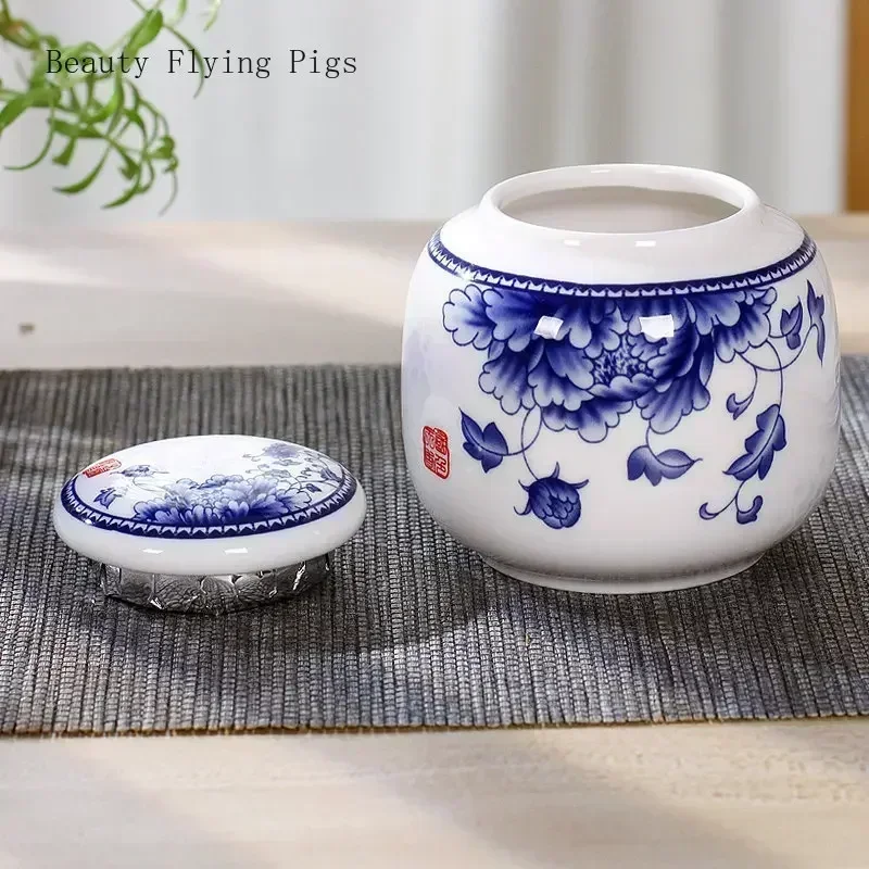 8x8cm Ceramic White Porcelain Small Snack Sealed Tea Can Portable Medicine Can Storage tea canister ceramic storage jar airtight container
