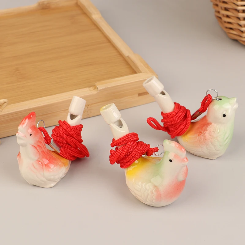 1pc Random Coloured Drawing Water Bird Whistle Ceramic Water Bird Whistle Musical Instrument Cute Outdoor Team Sports