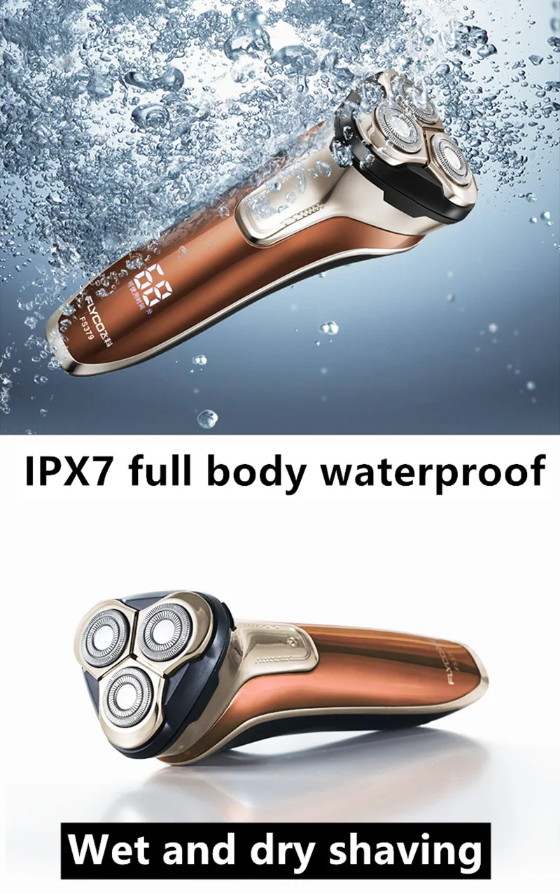 FLYCO High Quality Electric Shaver Waterproof Fast Charging Men's Shaver Electric Razor Beard Shaving Trimmer Machine FS379 3