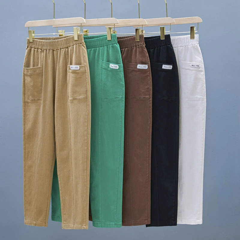 

Middle-aged Women Trousers Casual Loose Elastic High Waist Mother Pants Warm Female Spring Autumn Mom Pants Pantalon Femme