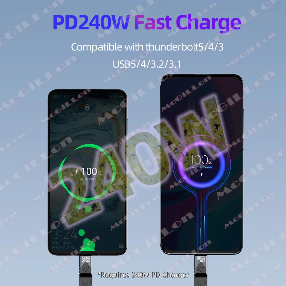High-Speed USB-C to C Data Transfer Cable - 80Gbps, 240W Fast Charging, 16K Video Support