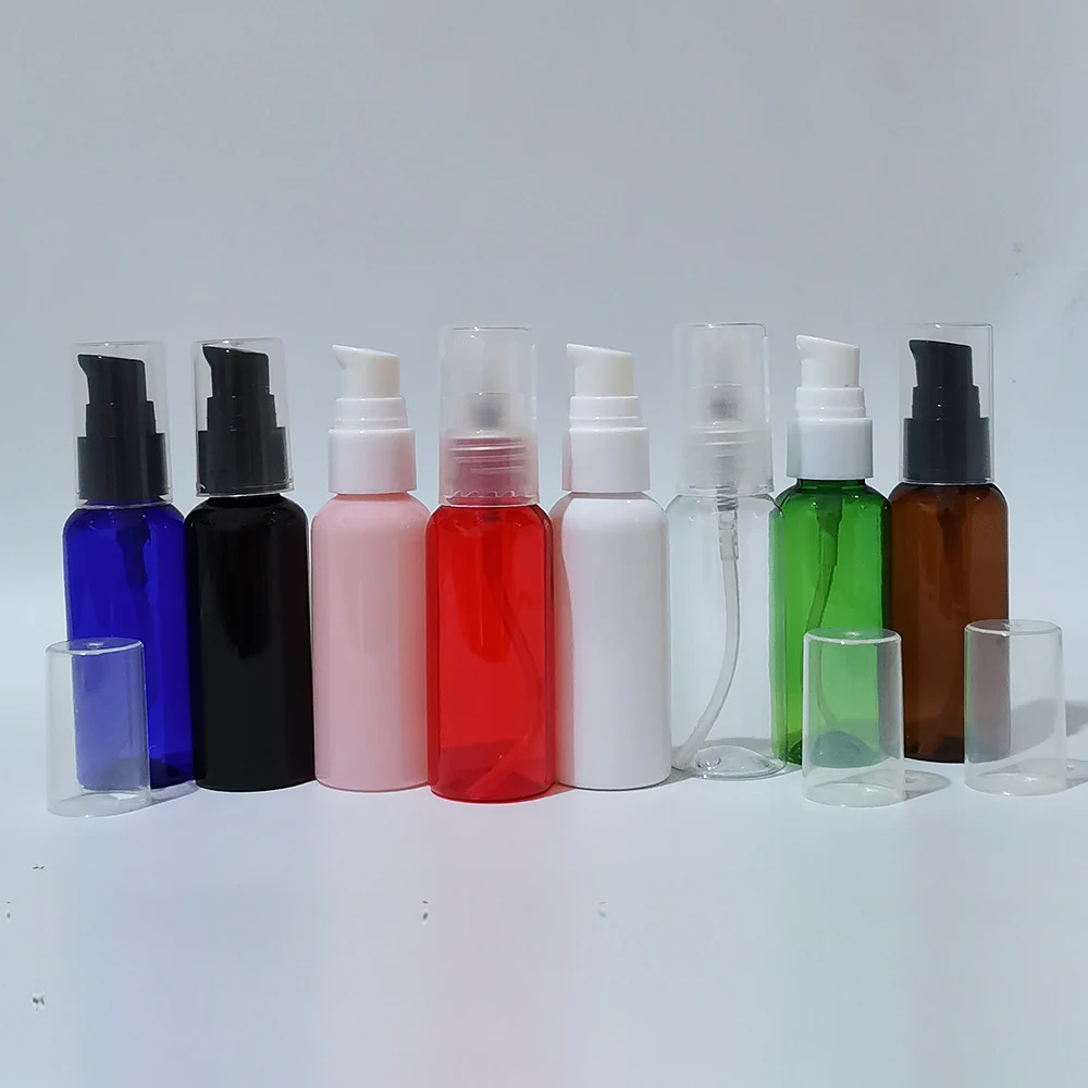 50ml 빈 여행용 블랙 보틀 로션 크림 트리트먼트 펌프, 샤워 젤 페이셜 클렌저 컨테이너 화장품 포장, 50 개