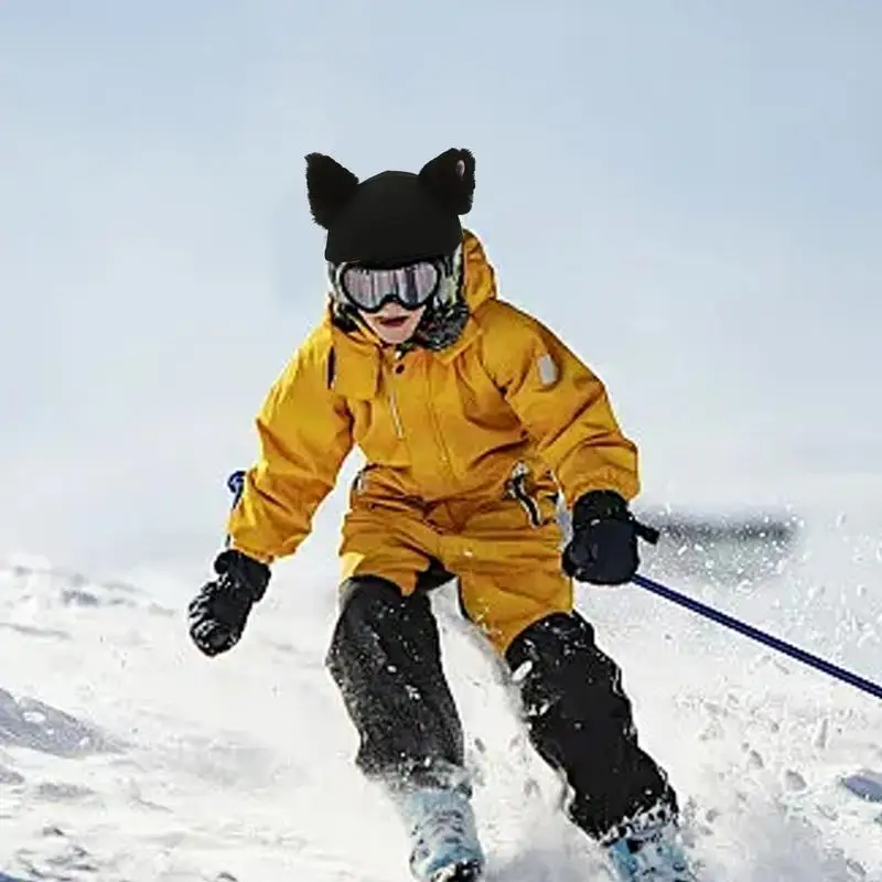 Ski Helmet Cover Funny Single Board Double Board Warm Ski Helmet Cover Personality Cat Ear Skiing Warmer