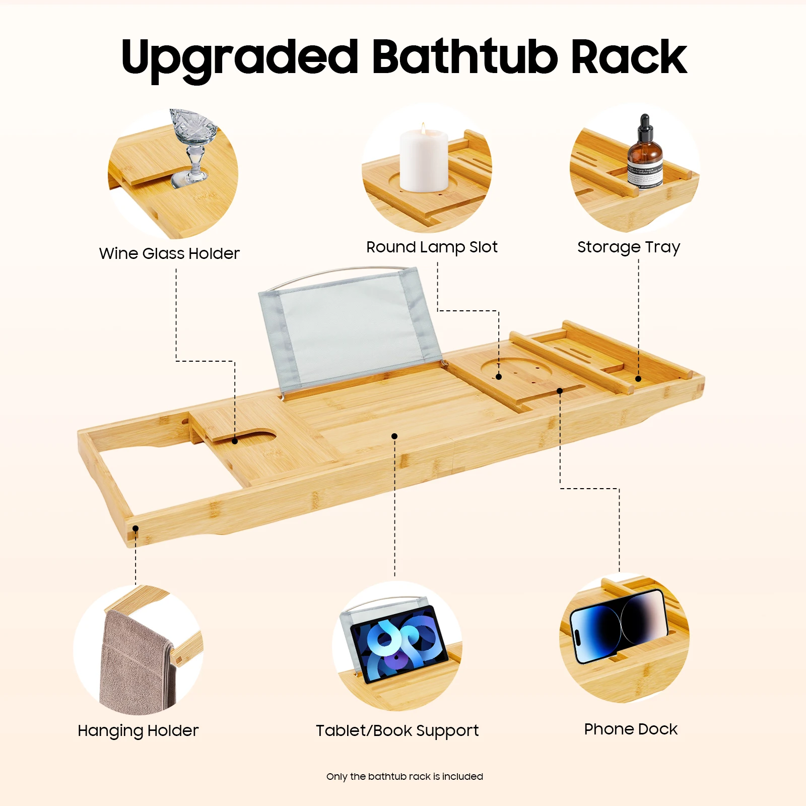 Bathtub Caddy Expandable Bathtub Tray - Adjustable Bath Tub Organizer