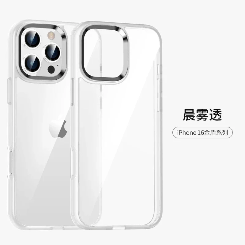 Luxury Transparent Phone Case with Metal Buttons - Desert Titanium Gold Cover