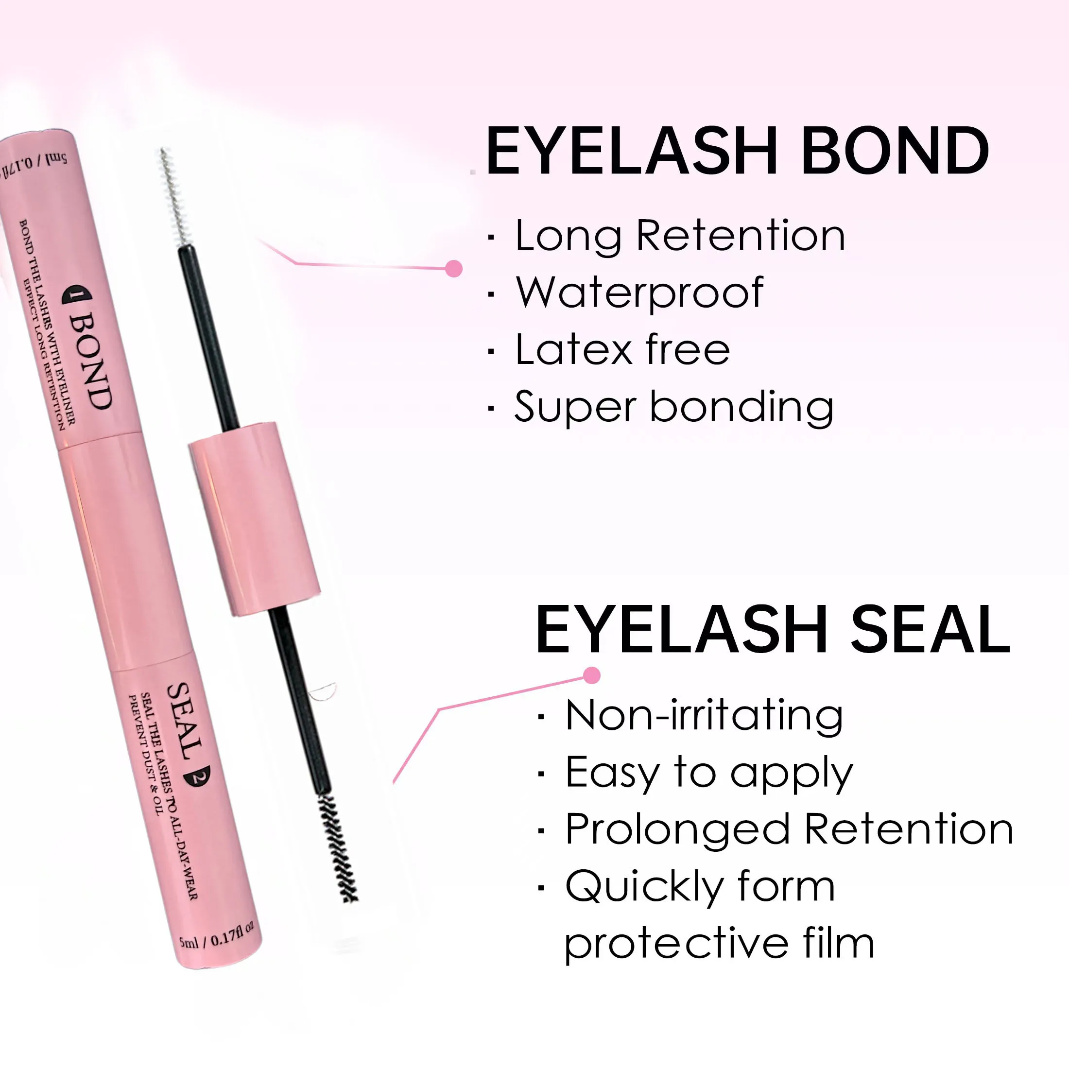 Lash Bond and Seal for Cluster Lash Glue 2in1 Glue Lasting Waterproof Clear Coating Raincoat Strong Tasteless DIY10 ML Glue 2