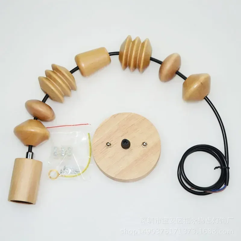Retro style pendant lights Oak wooden geometric beads pendant lamp dinning room droplight hanging Light Fixture WJ429