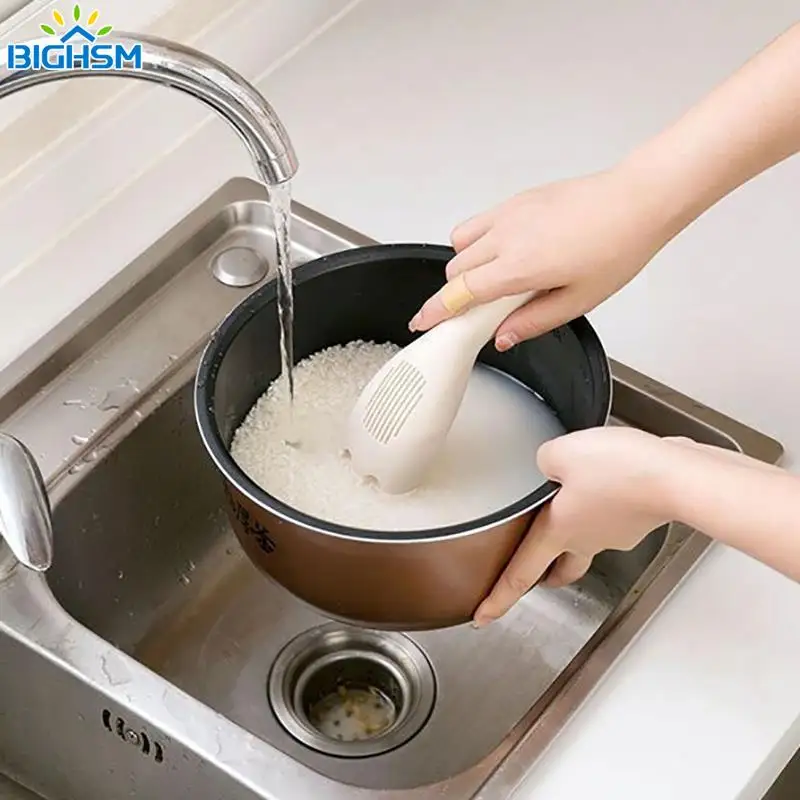 

1Pcs Rice Sieve Spoon Kitchen Drain Colander With Handles Rice Bowl Strainer White Rice Washing Tools Sink Drain Household Tools