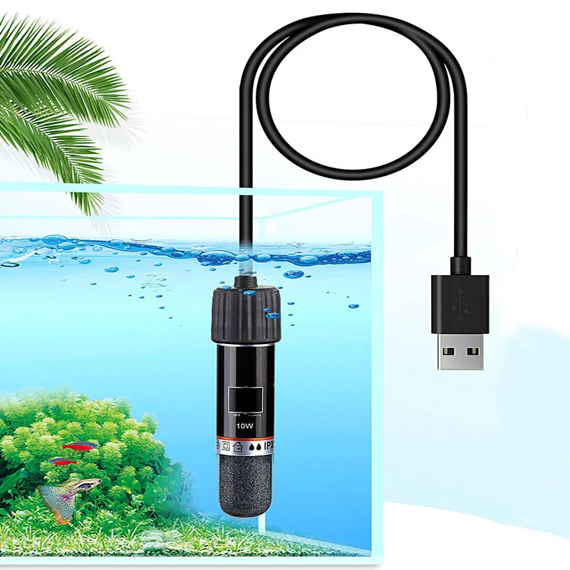 Aquarium heater rod USB Mini Aquarium heating rod for Small Fish Tank 26&deg;C Constant Temperature Aquarium Heater Submersible Thermostat Heater 10W