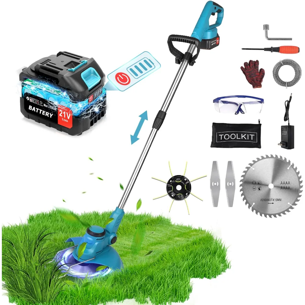 

Brushless Electric Weed Eater Cordless Weed Wacker Battery Operated, 8-12 inch 21V Cordless String Trimmer with Battery