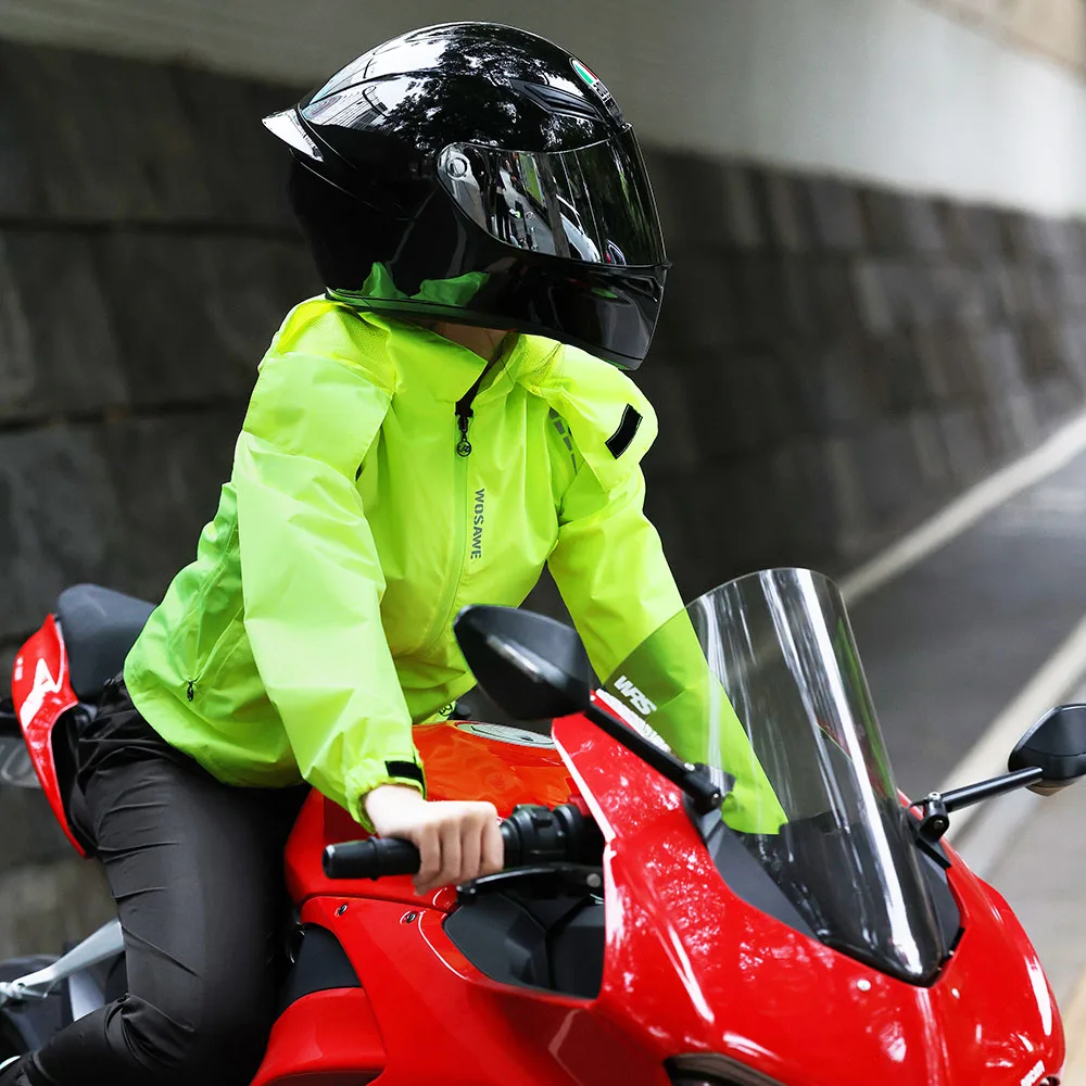 WOSAWE 오토바이 여성 비옷 모자 포켓 라이딩 반사 방수 오토바이 스플릿 Capa De Chuva Motoqueiro Impermeable
