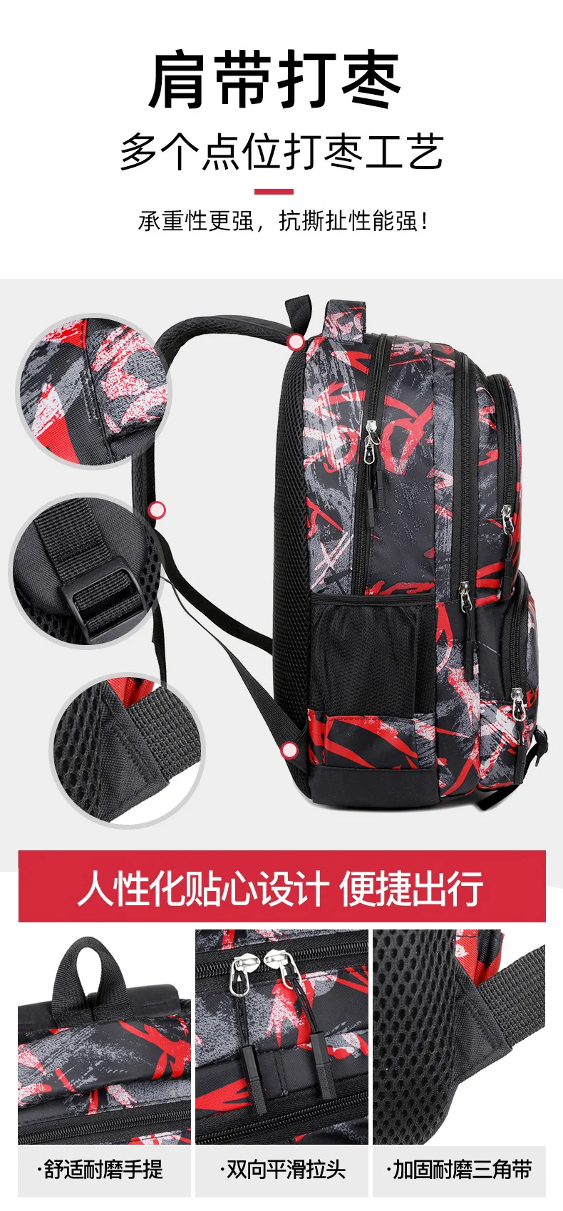 Neuer Oxford-Stoffrucksack für Männer und Frauen, Camouflage-Reiserucksack für die Mittelschule, hohe, verdickte doppelte Umhängetaschen – Detail 8