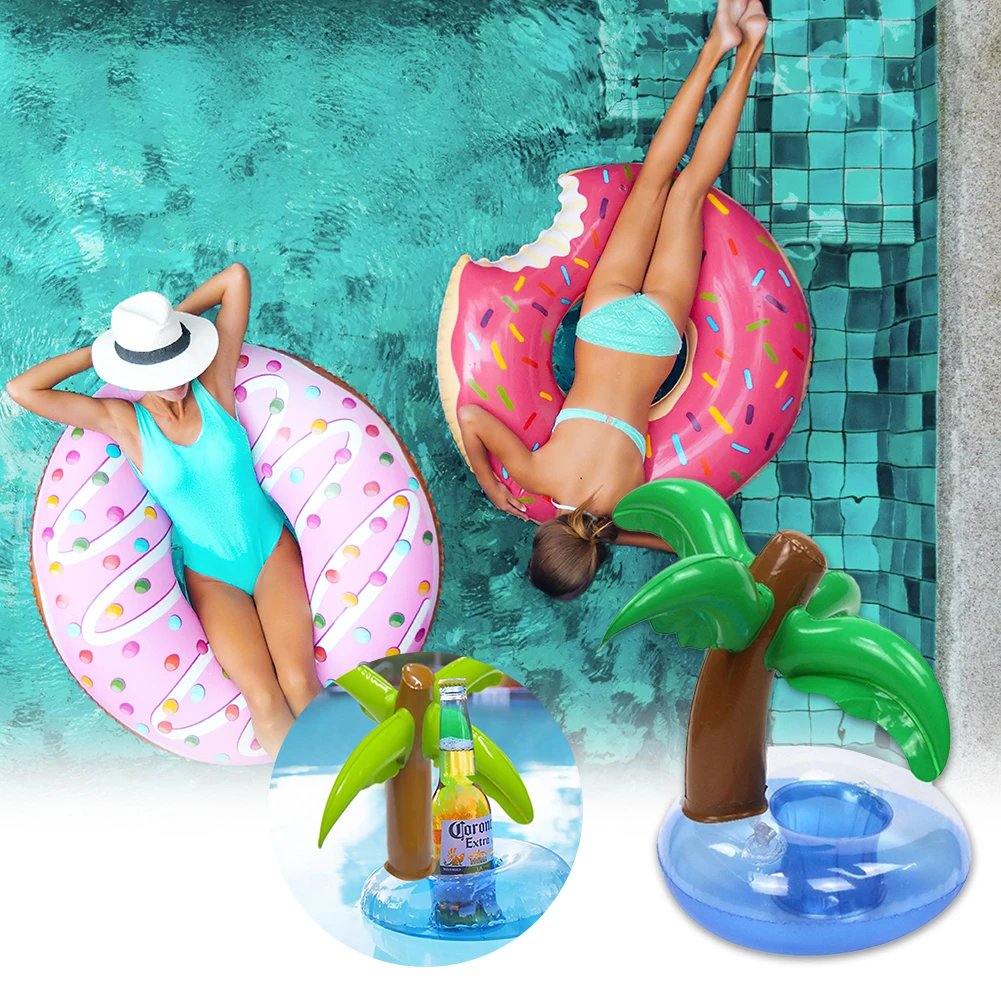 20-1Pcs Pool Inflatable Cup Holder Coconut Tree Style Inflatable Drink Coasters Cup Holder Float Cup Stand Pool Accessories