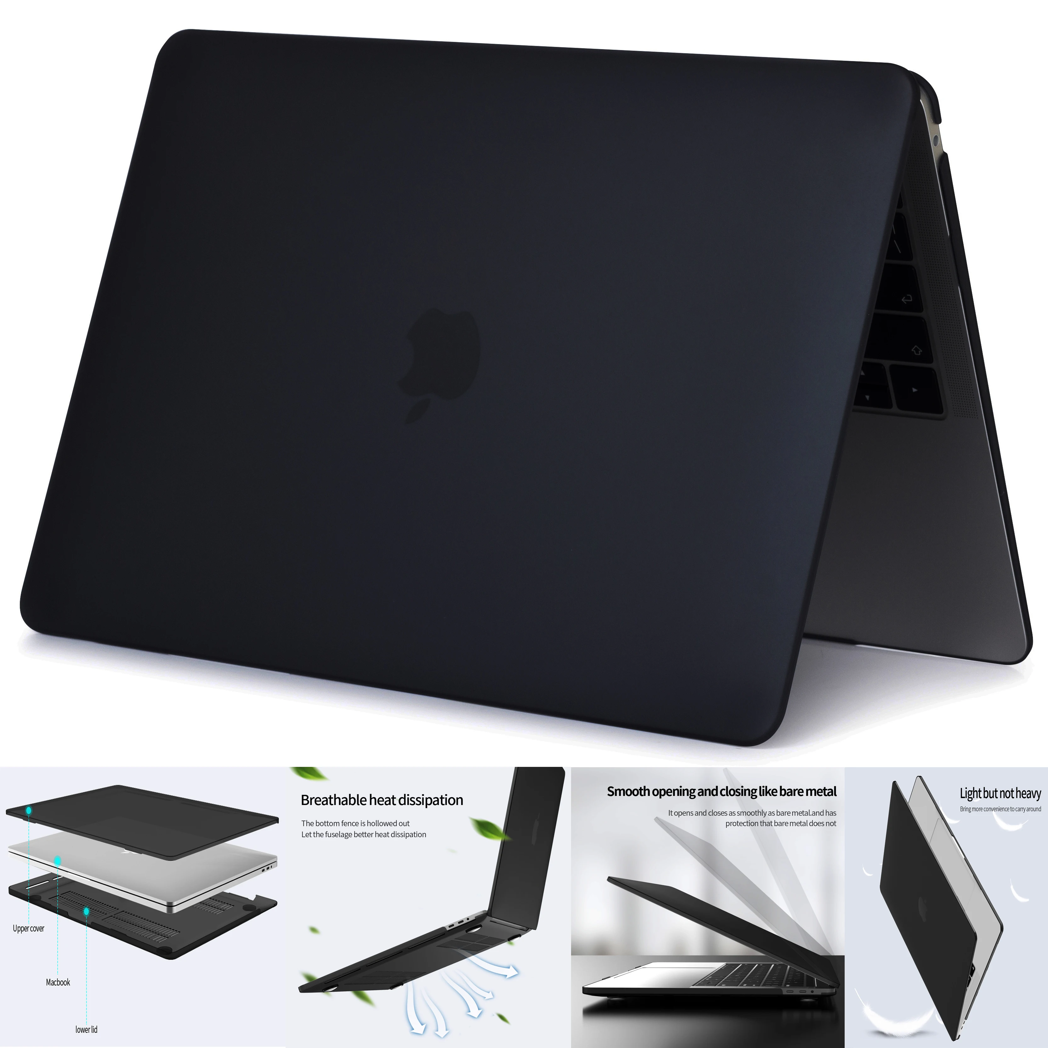 Capa de Laptop Preta Fosca para Macbook Novo Chip m1 m2 m3 ar Pro13 14 153 16 Libras A2941a2681 2023 2023