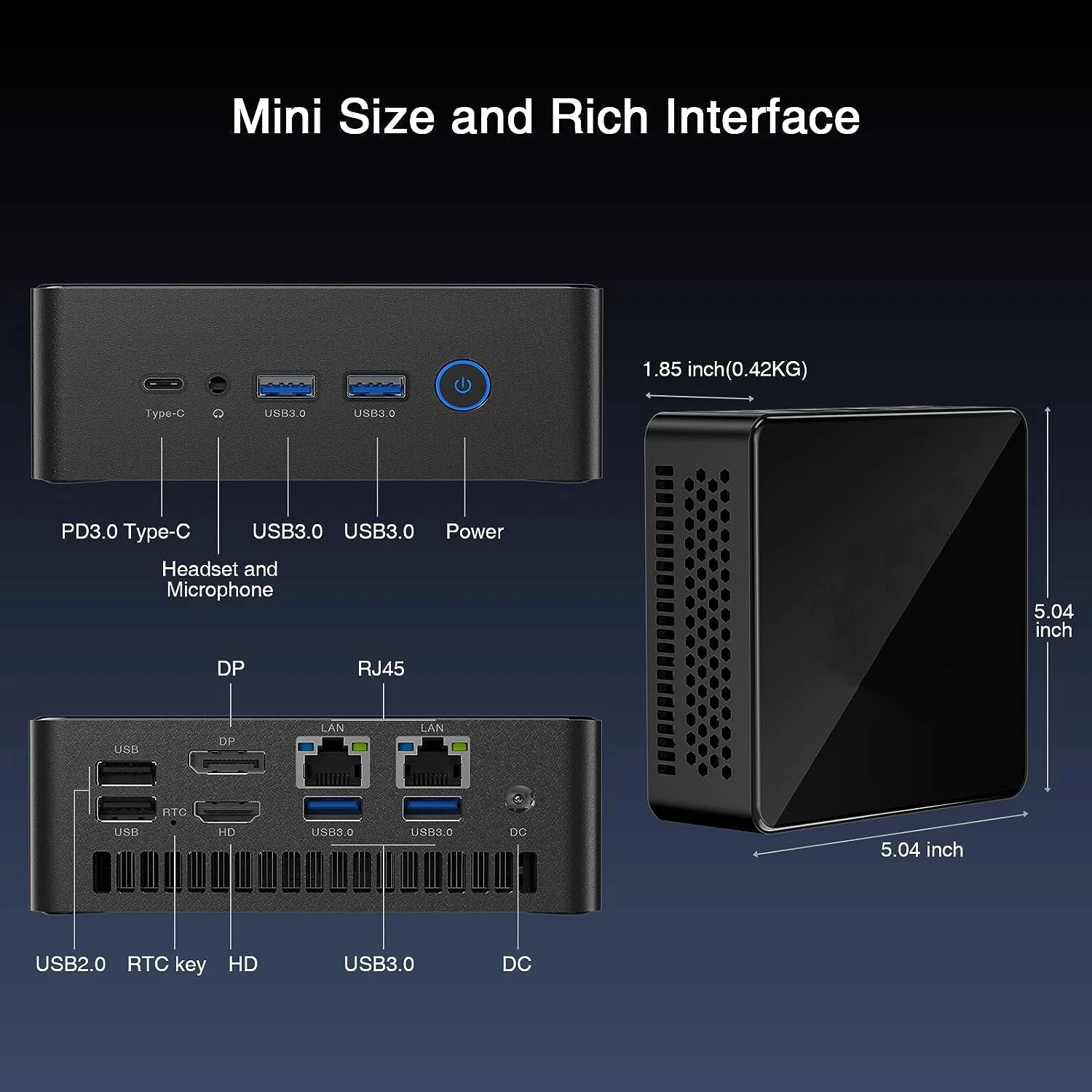 Мини-ПК SZ BOX AMD Ryzen 7 7735HS, Windows 11, DDR5, 16 ГБ, 500 Гб