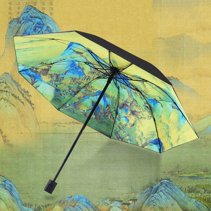 

Automatic Umbrellas Mountain Peaks Compact Sun Umbrella Men Folding Travel Parasol Rain Women Black Coating Manual Umbrella