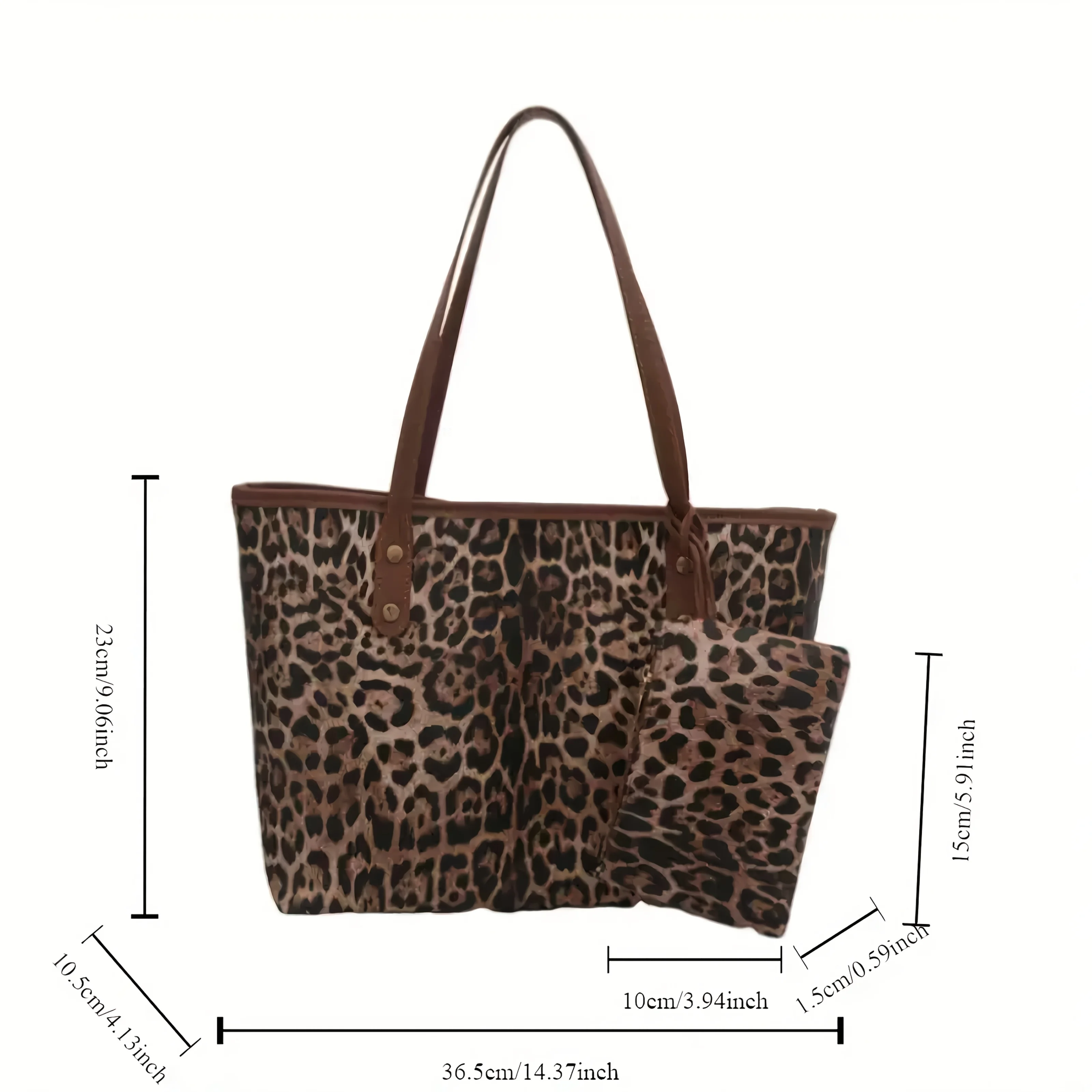 Leopard Soft Shoulder Bag, Retro Animal Print Large Capacity Handbag with Purse, Fashion Casual Style Designer Shopping Tote Bag