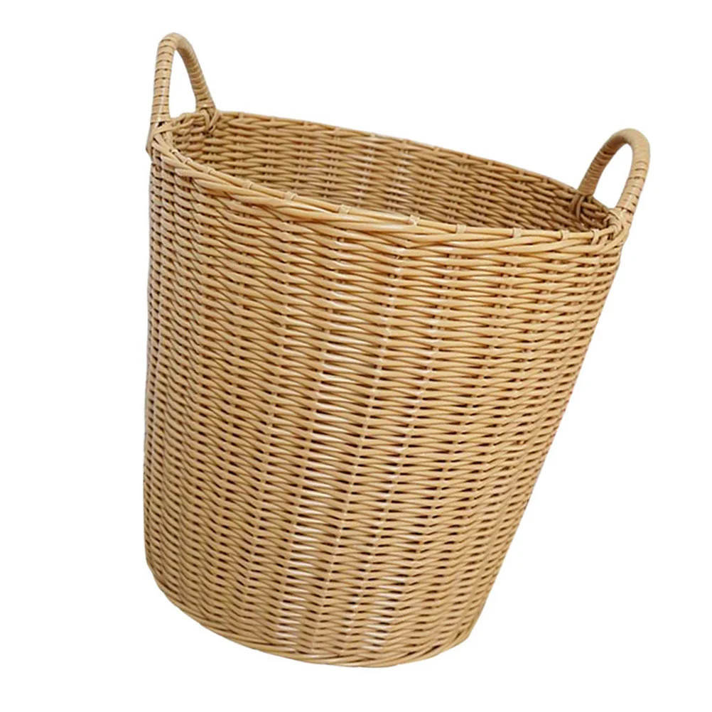 

1Pc Portable Laundry Container Woven Storage Basket Dirty Clothes Basket