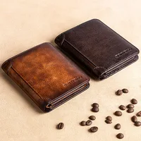 Men's Wallets RFID Genuine Leather Trifold Wallets For Men with ID Window and Credit Card Holder 2