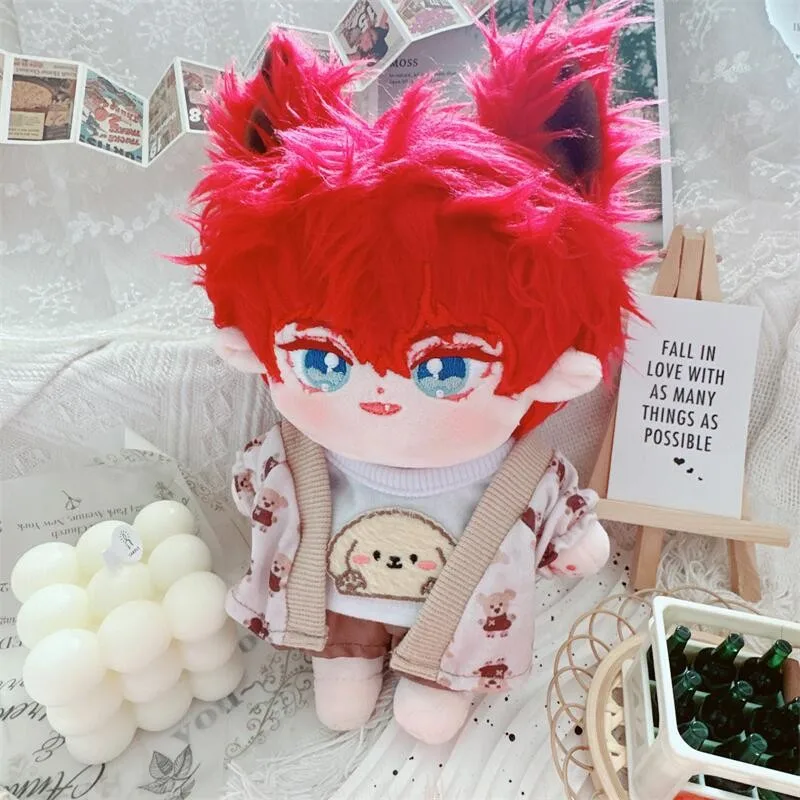 Kawaii Cool Boy Doll 20cm with Skeleton and No Attribute Male Baby with Animal Ears Conjoined clothing Idol Doll Girls Kids Gift male and female wolf animal flower tattoo stickers half manual and half mechanical temporary tattoos art surprise price211 114mm