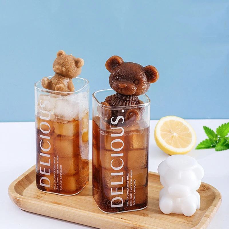 Silicone Teddy Bear Ice Cube Mold  Ice Cube Mold Silicone Rose - 3d Ice  Cube Maker - Aliexpress