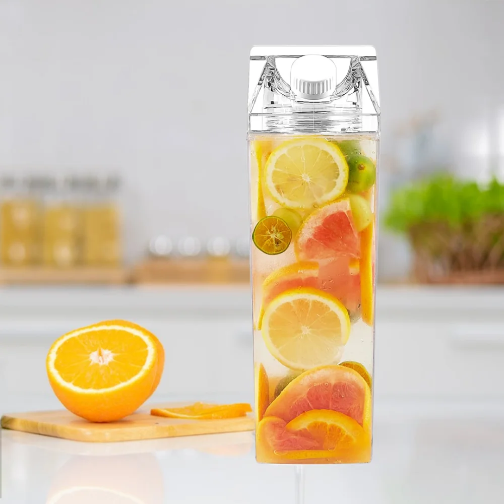 500Ml Milk Carton Water Bottle Sports Square Milk Juice Water Bottle With Christmas stickers Outdoor Tour Camping Drinking Cup