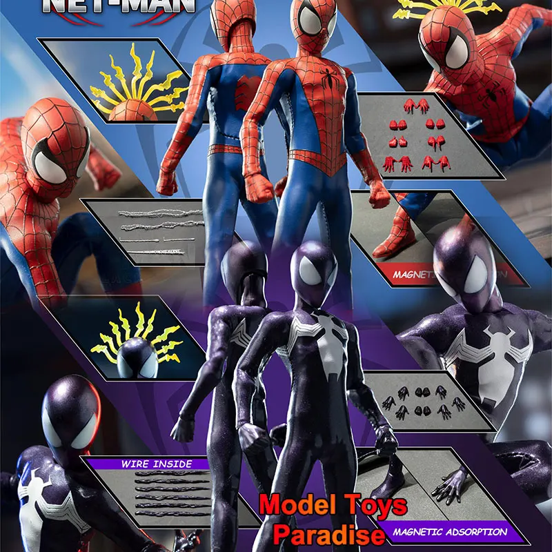 Original 1/12 Men Soldier Red Black Spider Super Hero With