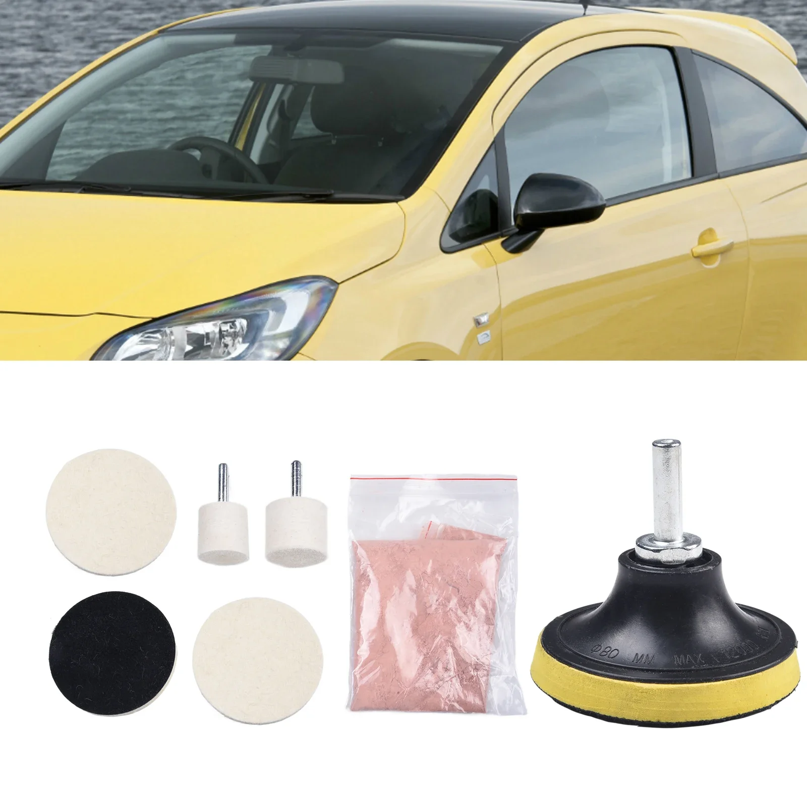 glass scratch remover car glass polishing kit 8pcs Car Windshield Glass Scratch Remover Cerium Oxide Powder Glass Polishing Kit ering Sponge Remove Scratches Wax Pads