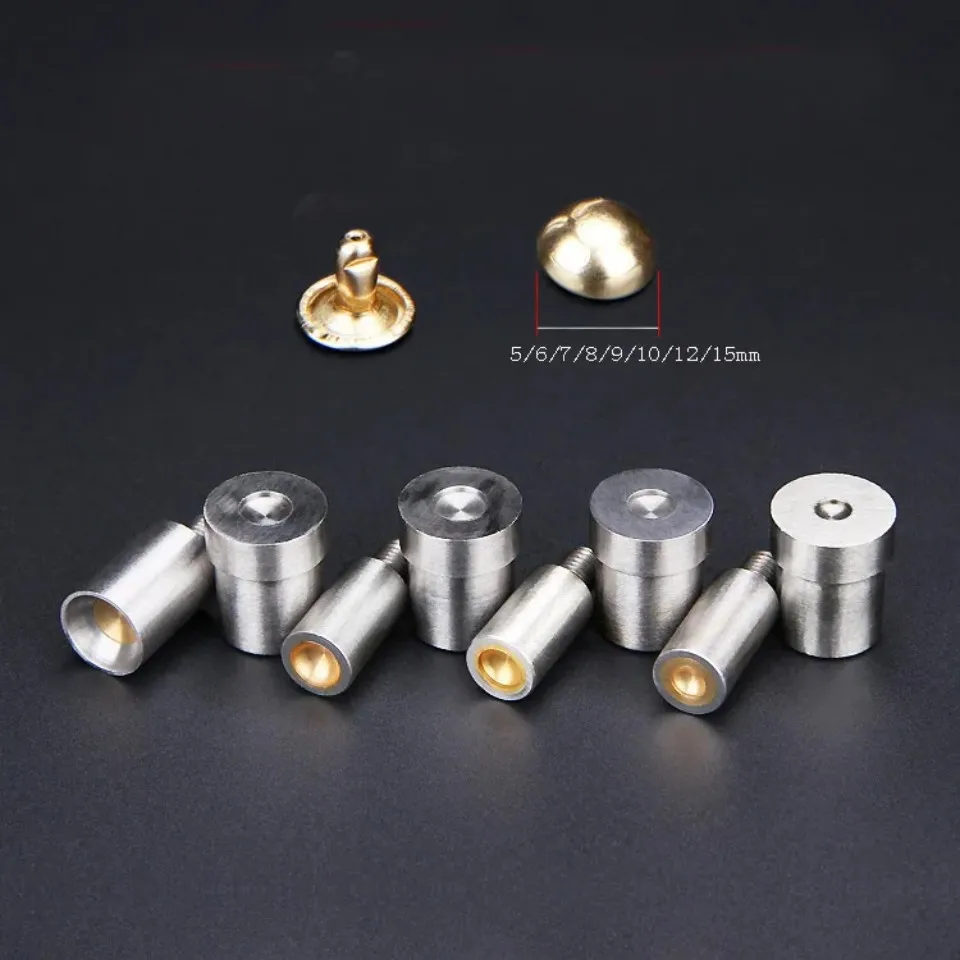 5-15mm Round Dome Rivet Mold Mushroom Rivet Installation Tools Hand Press Double Cap Rivets Die Decorative Fastener Leathercraft