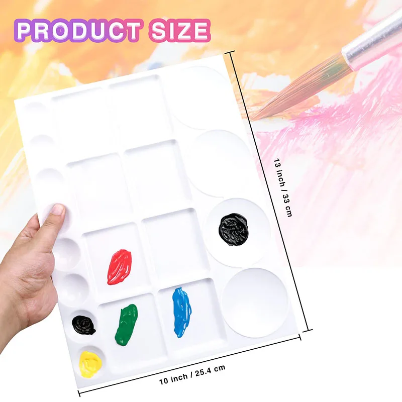 2pcs 20Wells Watercolor Paint Tray Palette Pallet Acrylic Painting Mixing Plastic Artist Large Square Palette, 13 x 10 Inches