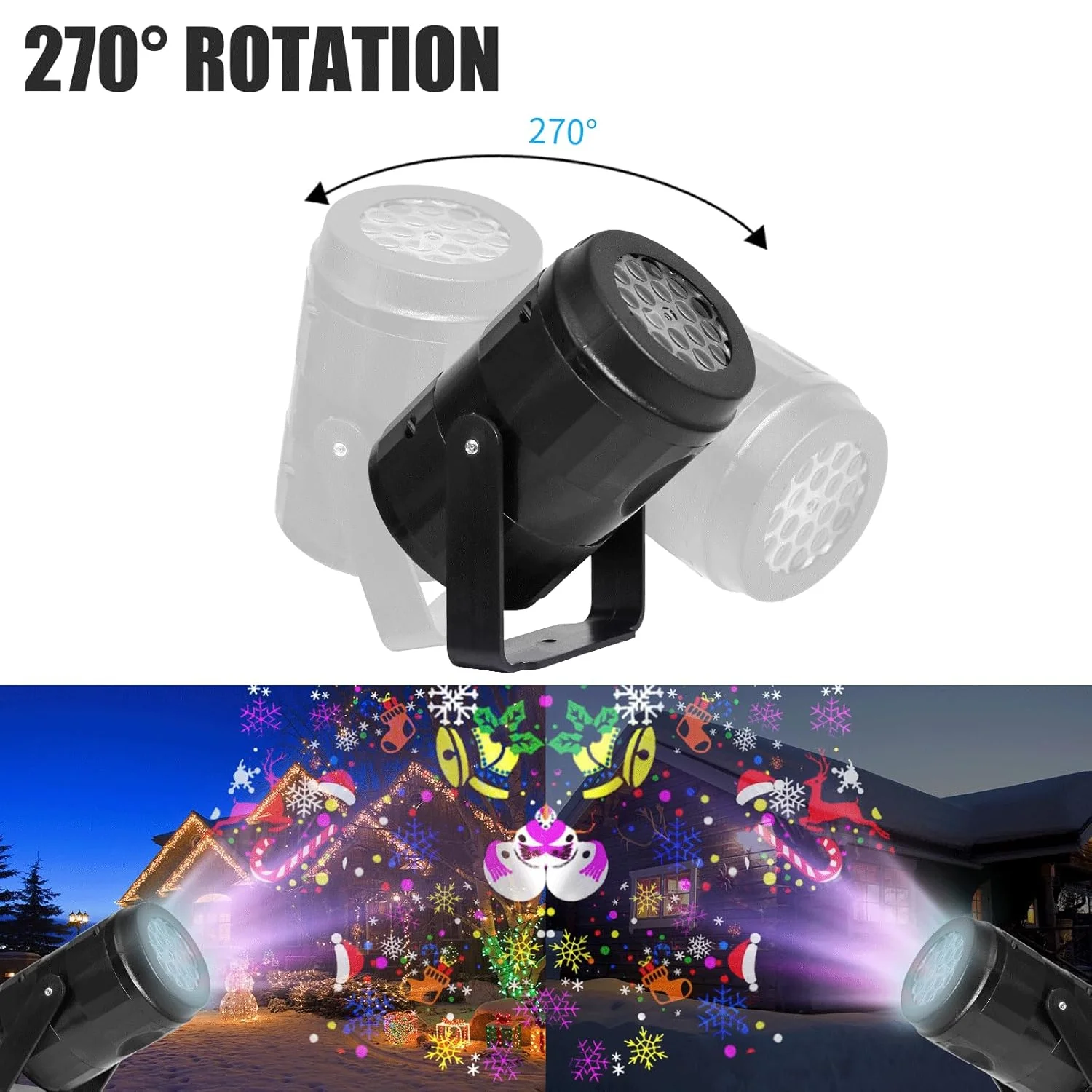 Christmas Projector Light 16 Patterns Rotating LED Projection Lamp Santa Snowflake Pattern Holiday Projector for Xmas Home Party