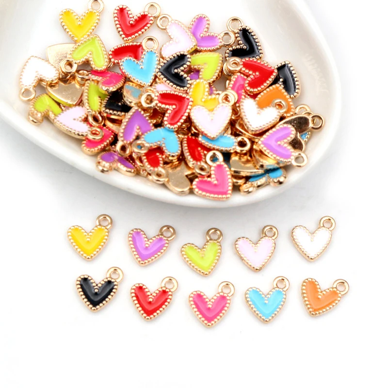 30-50 Stück 9x0mm/15x13mm kleine Legierung Herz-Anhänger niedliche Liebe Anhänger für DIY-Armband Halsketten Schmuck Herstellung Zubehör