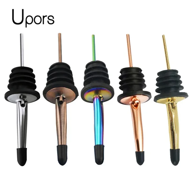 50Pcs Wine Pourer ยางฝุ่นหมวกสแตนเลสเครื่องบรรจุแอลกอฮอล์เหล้า Spouts ขวด Pourers 1