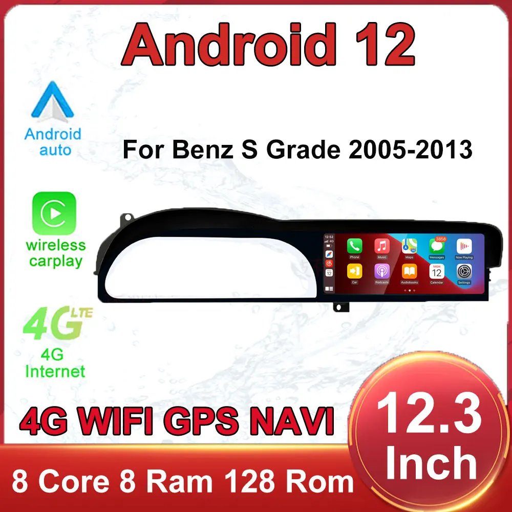 Android 12 Touch Screen 12 3 Inch For Benz S W221 Cl W216 05 13 Car Accessories Auto Carplay Monitor Multimedia Player Radio Aliexpress